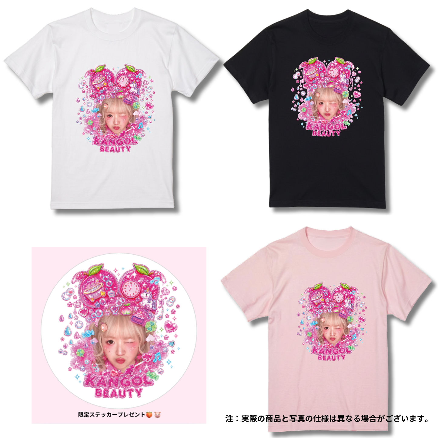 まるもももか🍑🐷 × KBコラボ/Tシャツ（オリジナルステッカー付き）