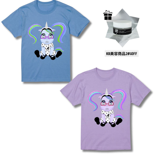 カホコ × KBコラボ/TシャツコラボTシャツ（ユニコーン）+ヘアバームセット