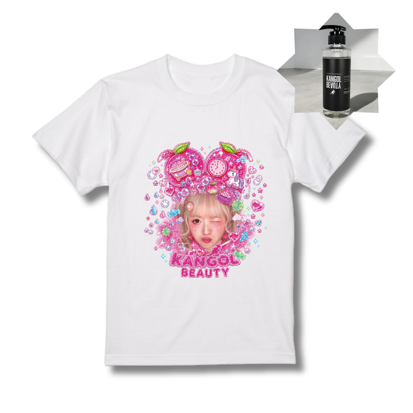 まるもももか🍑🐷 × KBコラボ/Tシャツ　【お渡し会対象商品】 ＋シャンプーセット