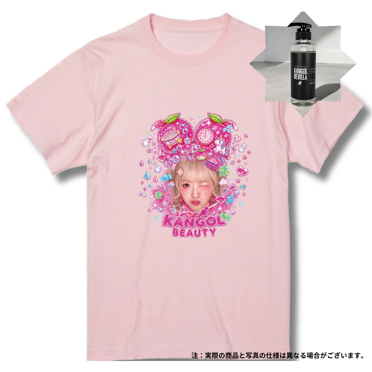 まるもももか🍑🐷 × KBコラボ/Tシャツ＋シャンプーセット（オリジナルステッカー付き）